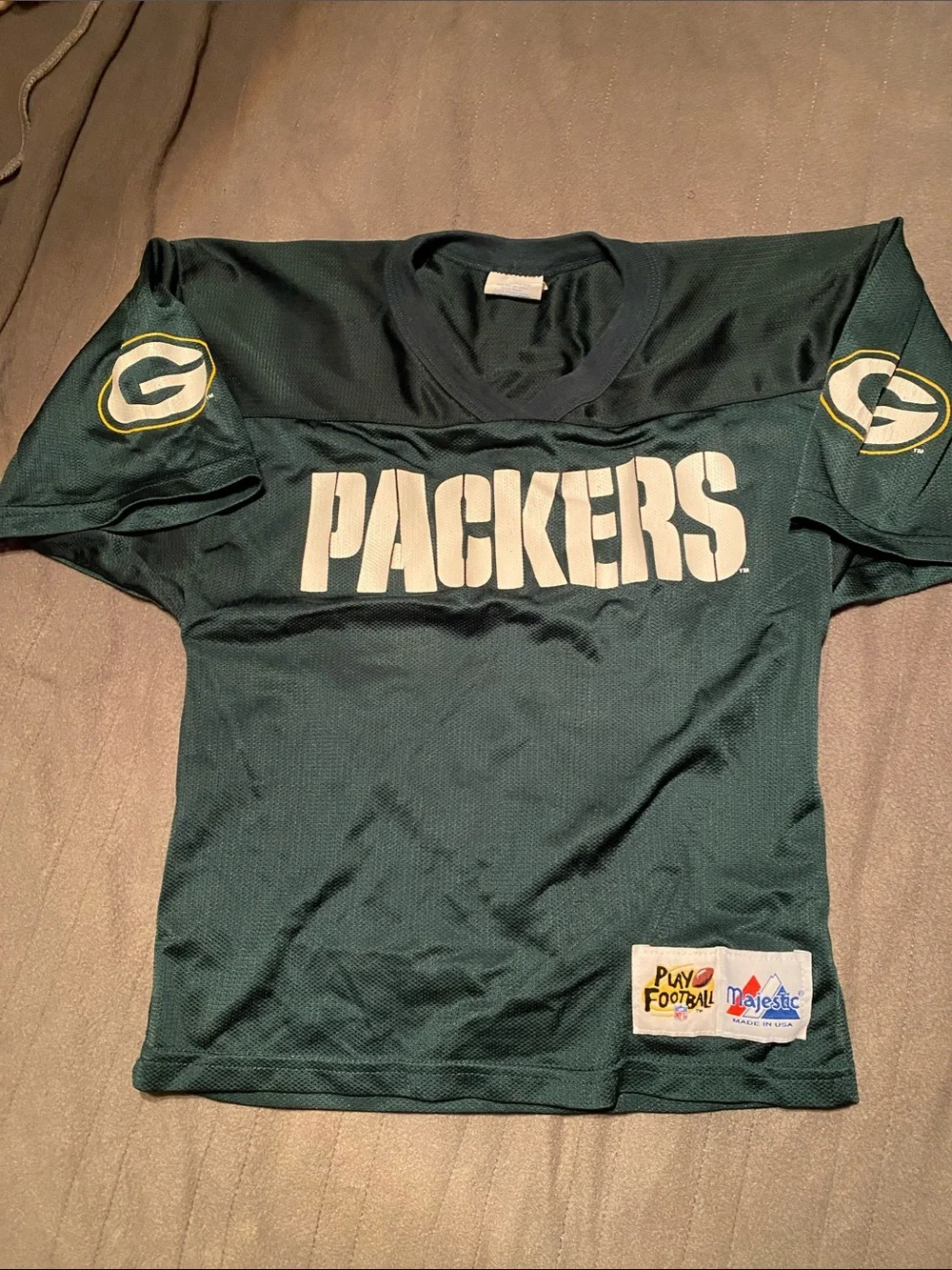 Majestic Dark Green Packers Kids Football Jersey